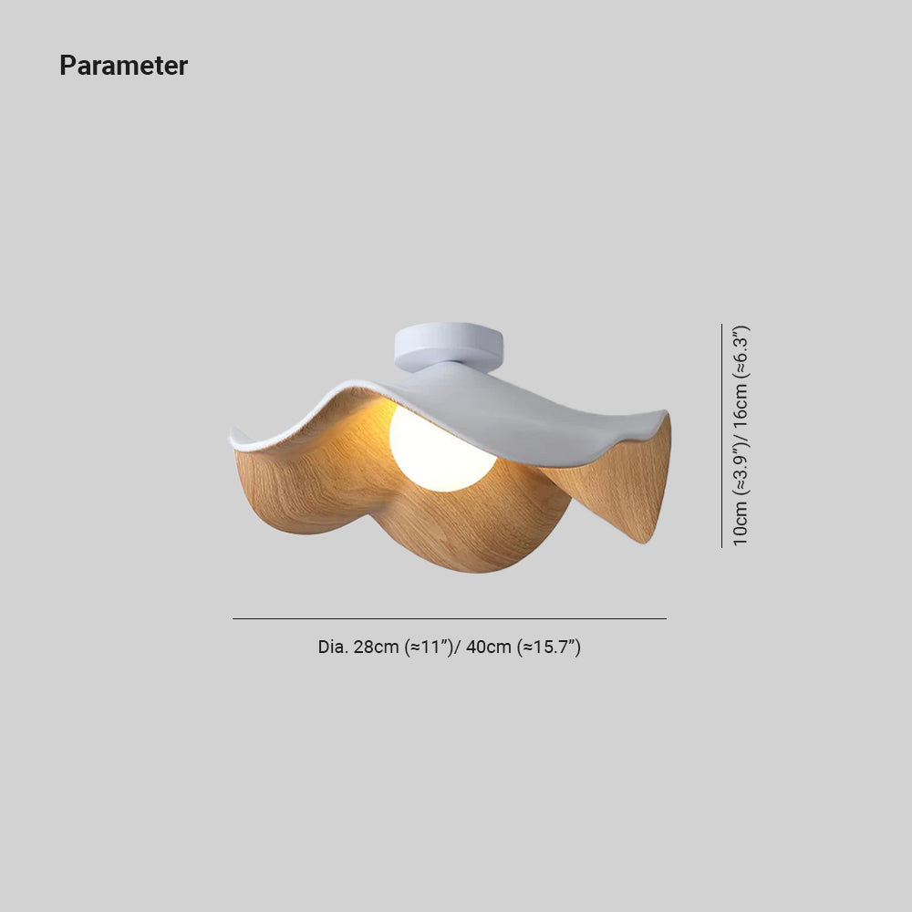 Lampada da soffitto Lanoe — finitura effetto venatura del legno, bianca e nera