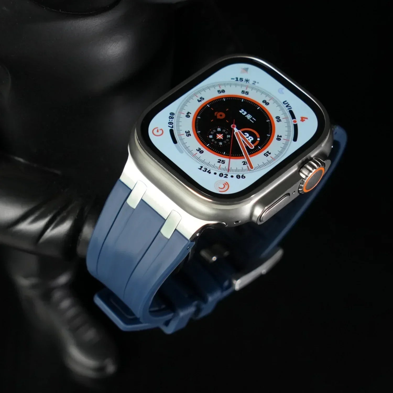 Luxe AP metalen kop siliconen band voor Apple Watch