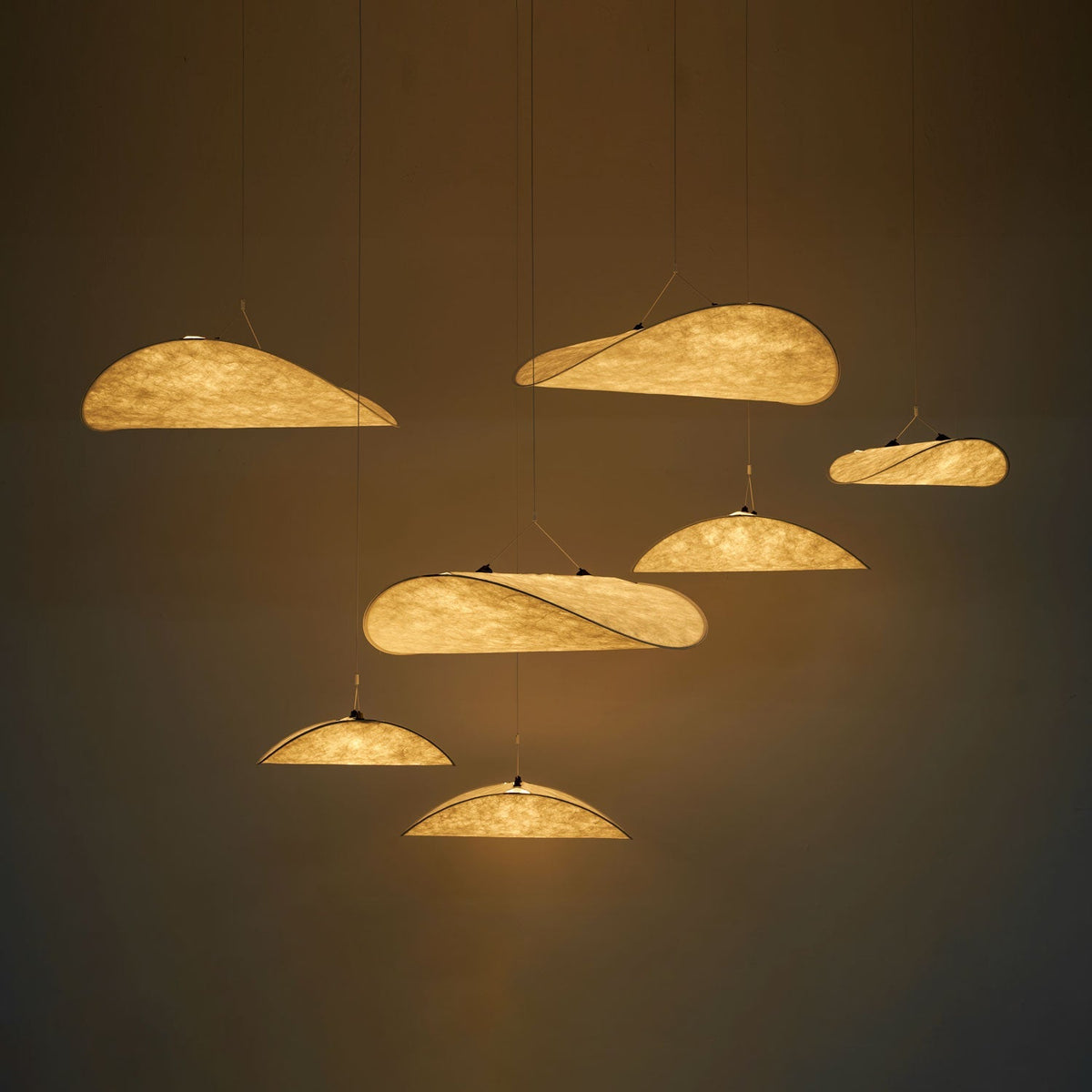Tense Tyvek Pendant Lamp — Multi-Disc Arrangement