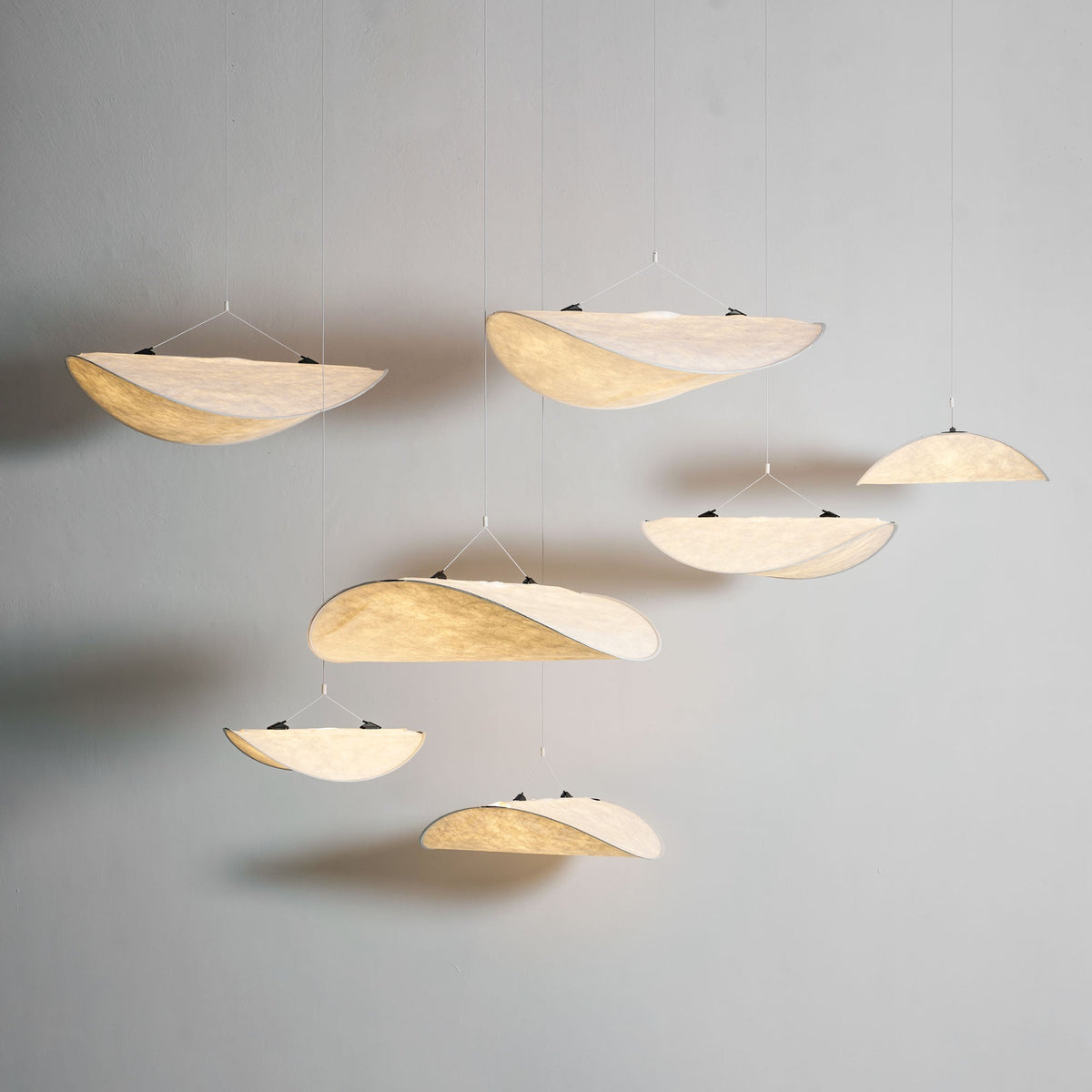 Tense Tyvek Pendant Lamp — Multi-Disc Arrangement