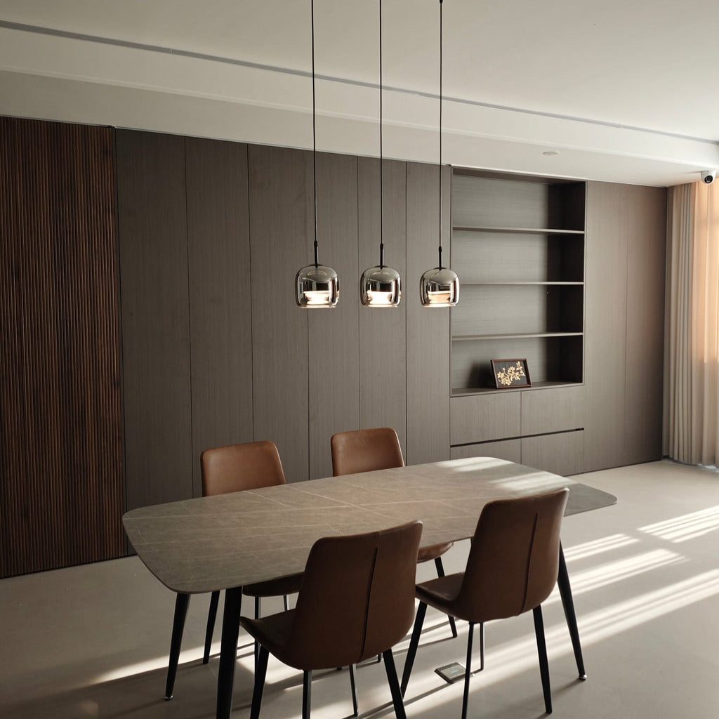 Lámpara colgante minimalista June - pantalla de vidrio gris ahumado