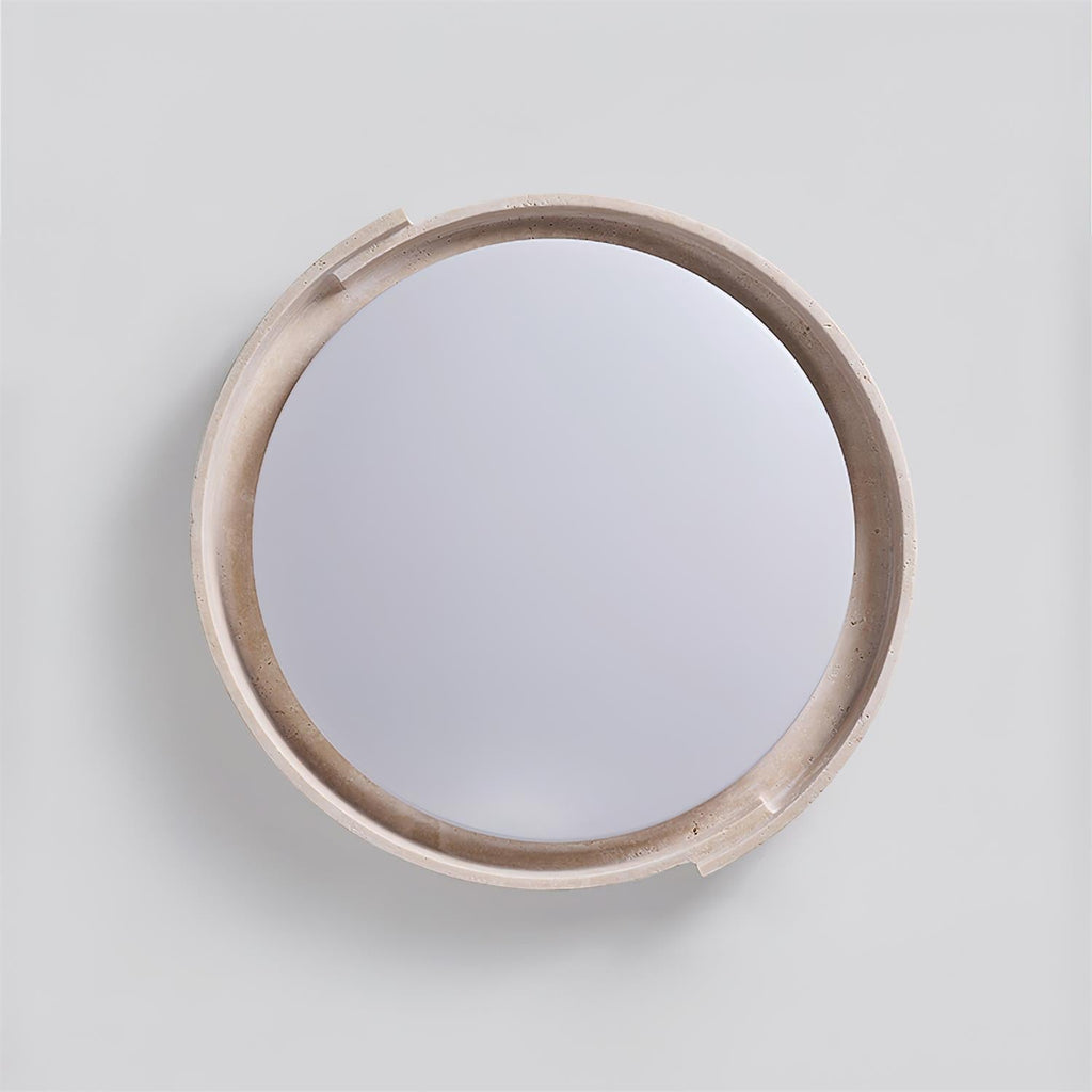 Juvio minimalistisk rund loftlampe i travertin — integreret LED, akrylrand, varm hvid