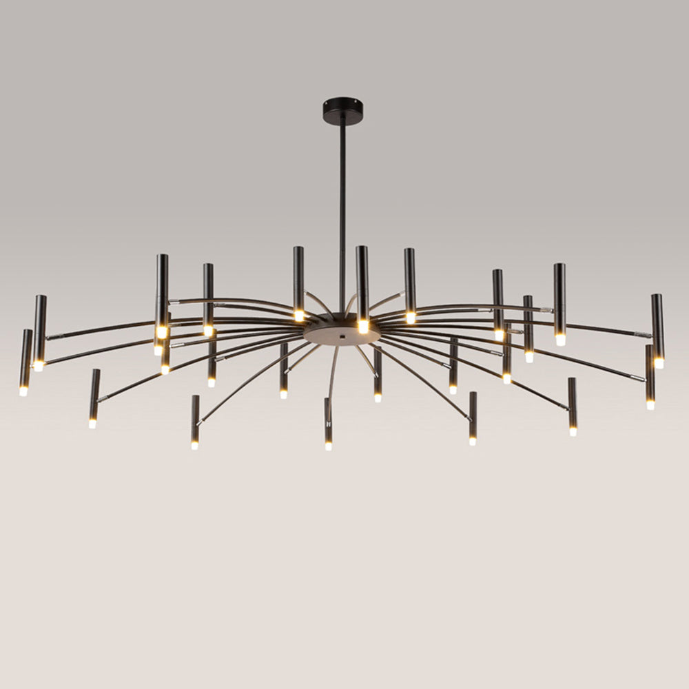 Arisha Modern Linear Metal Chandelier — Multi-Head Blown Design