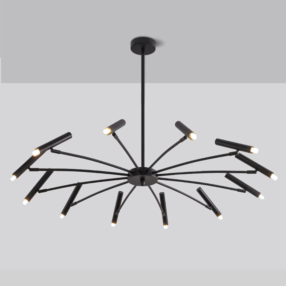 Arisha Modern Linear Metal Chandelier — Multi-Head Blown Design