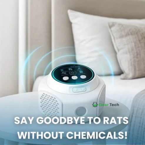 Penolak Tikus Ultrasonik Pasang Saji, Tiada Bahan Kimia, Senyap, 3200 Kaki Persegi Dalam dan Luar Rumah