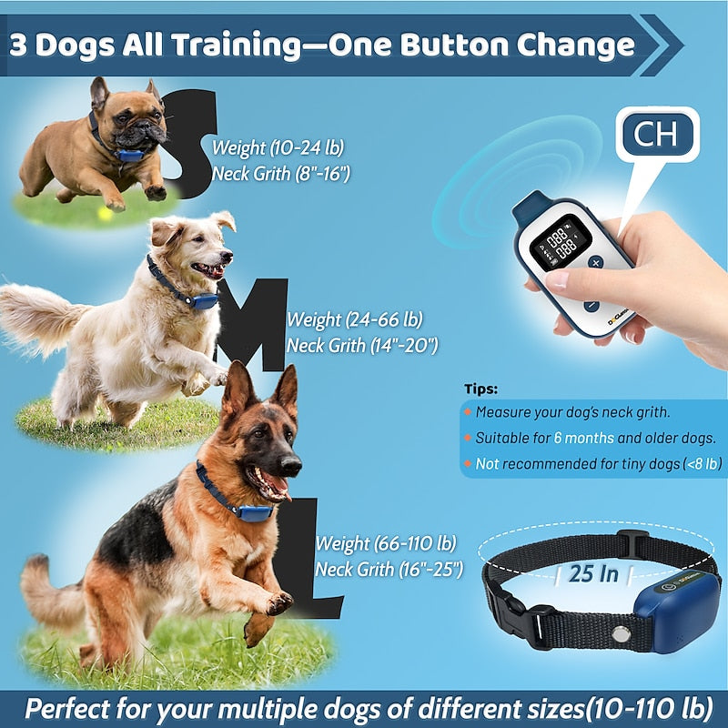 Coleira Multifuncional para Treino e Anti-Latidos DogLinsen com Comando à Distância