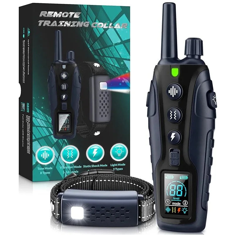 קולר אילוף לכלבים עם שלט רחוק - טווח של 3280 רגל וקולרי הלם לכלבים