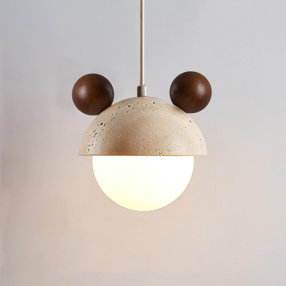 مصباح قلادة دوميار الكروي من الترافرتين — ملمس منحوت