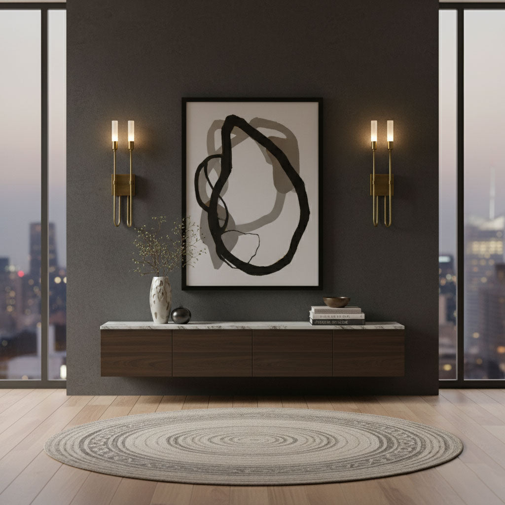 Nástěnné svítidlo s dvojitou šipkou — symetrický design se dvěma světly