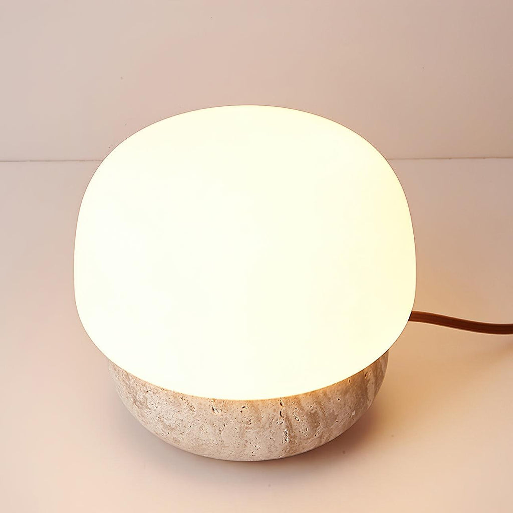 Doudou Yellow Travertine Table Light — Minimalist Profile, Single 40W Max E26/E27 Socket