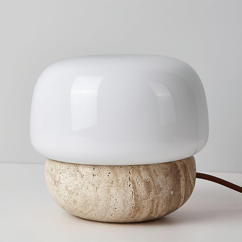 Doudou Yellow Travertine Table Light — Minimalist Profile, Single 40W Max E26/E27 Socket
