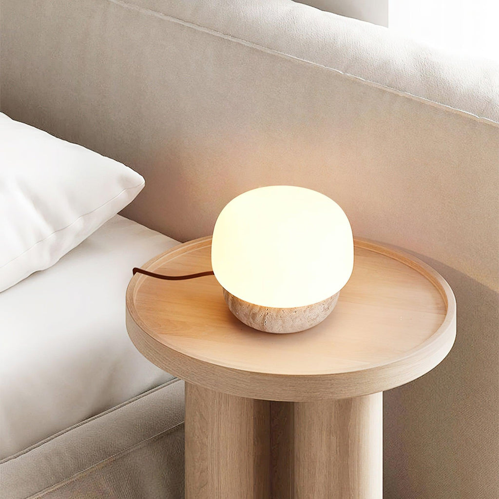 Doudou Yellow Travertine Table Light — Minimalist Profile, Single 40W Max E26/E27 Socket