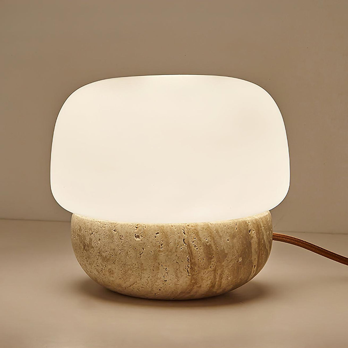 Doudou Yellow Travertine Table Light — Minimalist Profile, Single 40W Max E26/E27 Socket