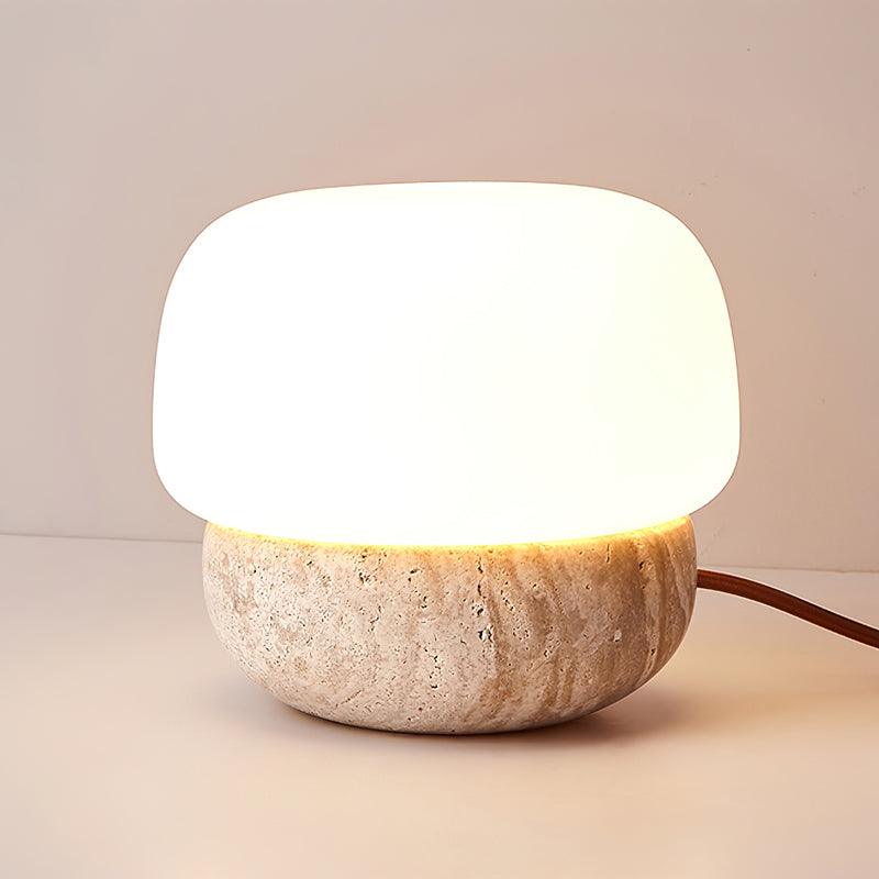Doudou Yellow Travertine Table Light — Minimalist Profile, Single 40W Max E26/E27 Socket