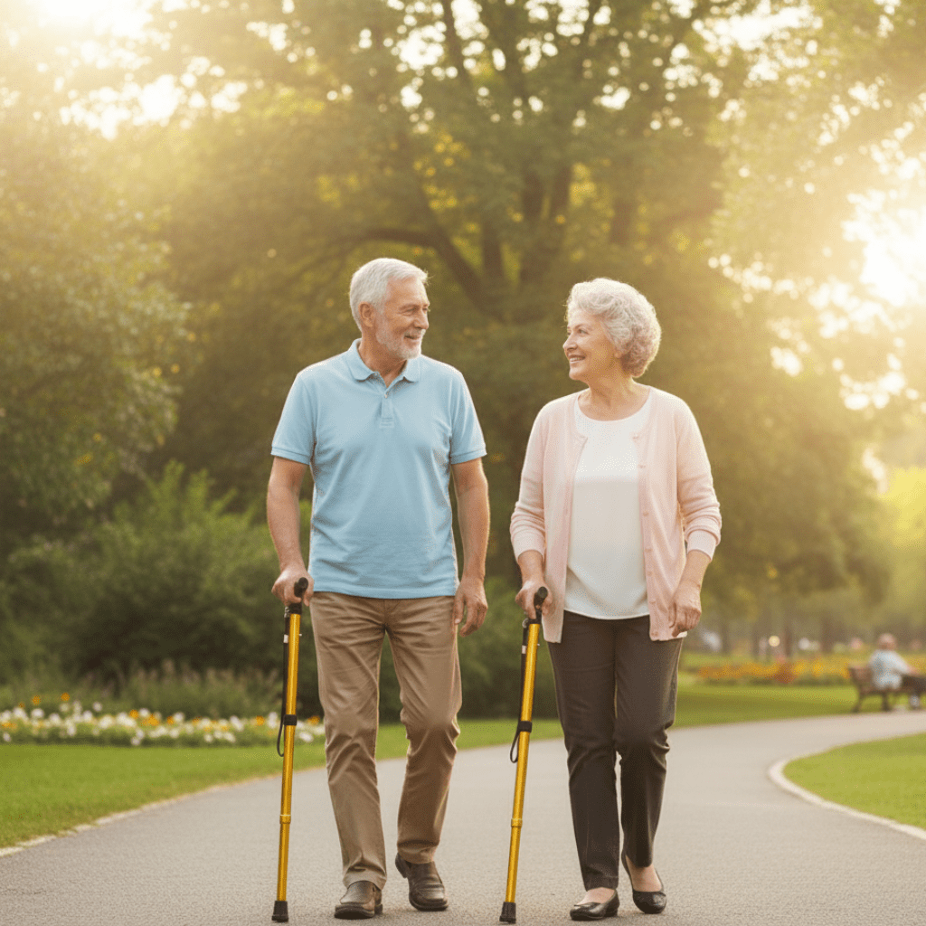Baston de mers ușor din aluminiu EaseWalker pentru seniori, cu mâner ergonomic pentru reducerea presiunii asupra articulațiilor