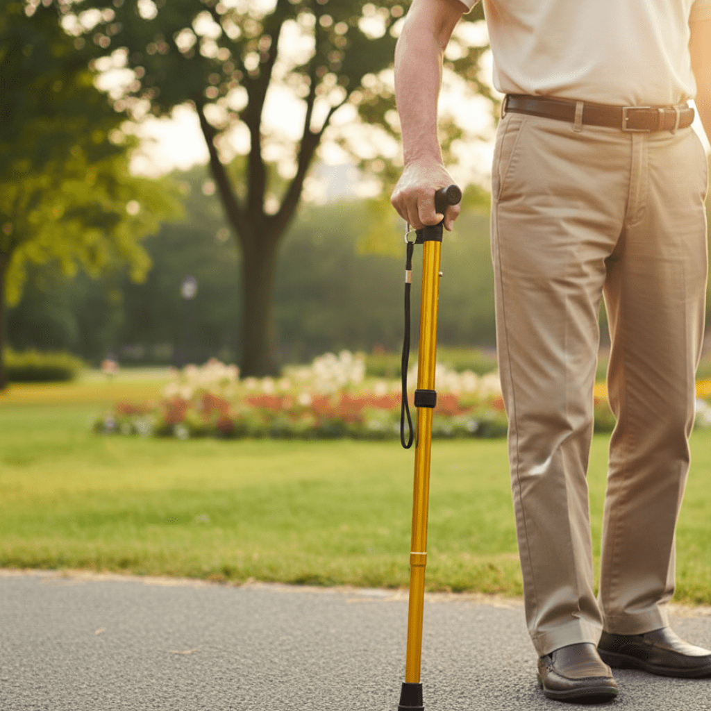 Baston de mers ușor din aluminiu EaseWalker pentru seniori, cu mâner ergonomic pentru reducerea presiunii asupra articulațiilor