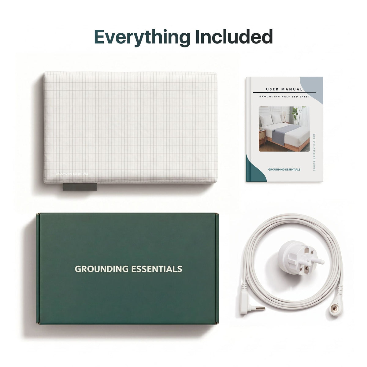 Grounding Half Sheet set with half sheet, box, grounding cord, plug and user manual