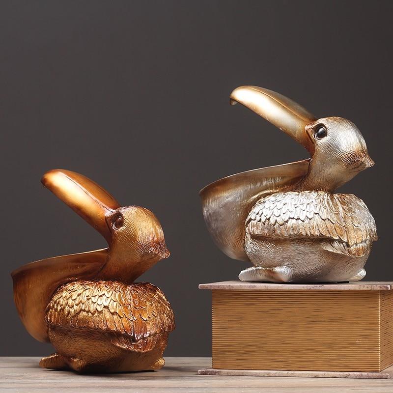 Topika Pelican Oppbevaringskurv – Kunstnerisk Harpiksorganisator for Smykker, Nøkler og Mer