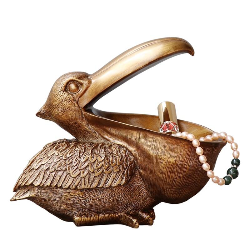 Topika Pelican Oppbevaringskurv – Kunstnerisk Harpiksorganisator for Smykker, Nøkler og Mer