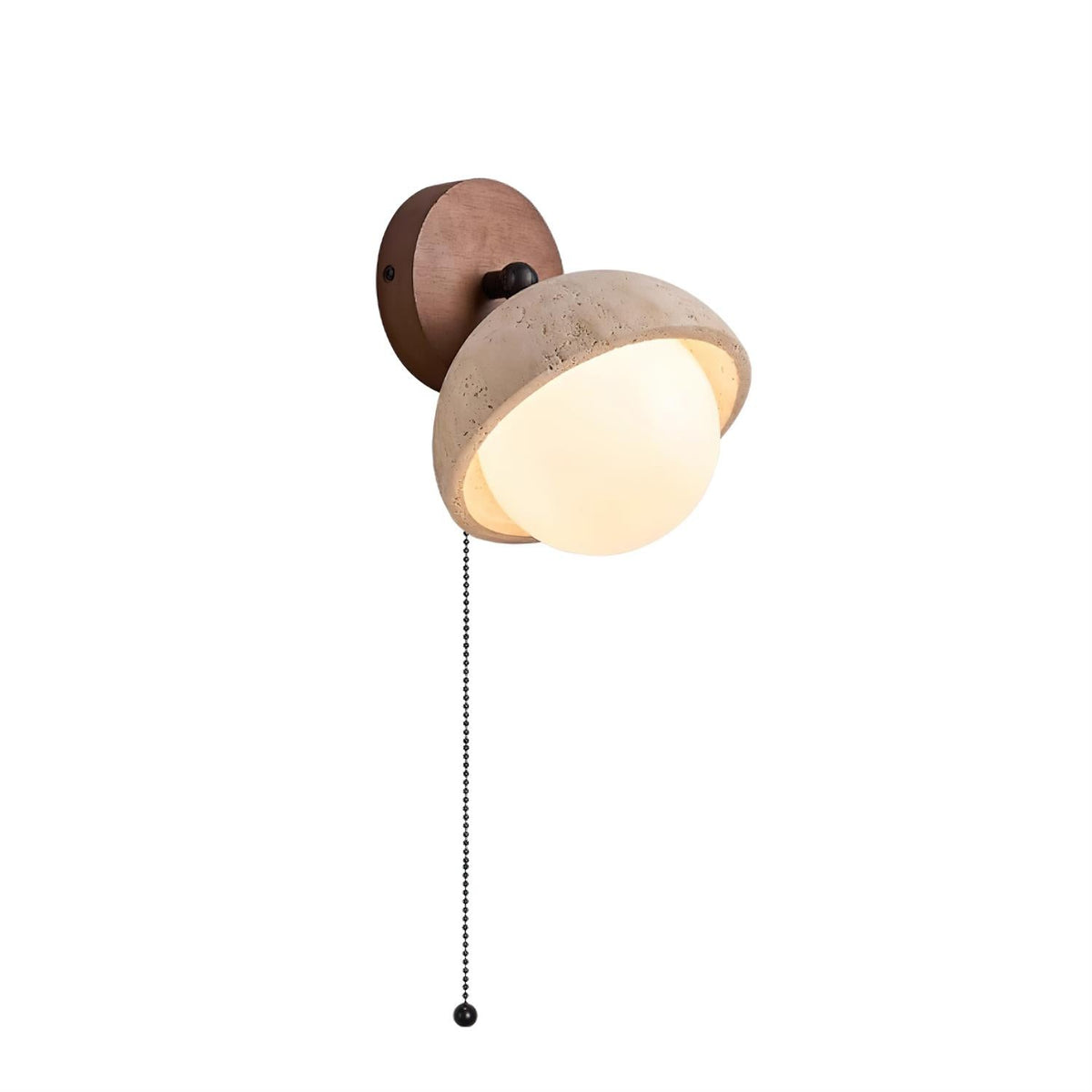 Lampada da parete in travertino e legno — Diametro 15cm, attacco G9, cablata