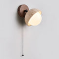 Lampada da parete in travertino e legno — Diametro 15cm, attacco G9, cablata