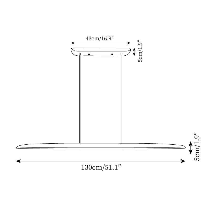 Lampada a sospensione LED in legno Duvane da 130cm — 24W 3000K bianco caldo, cablaggio fisso