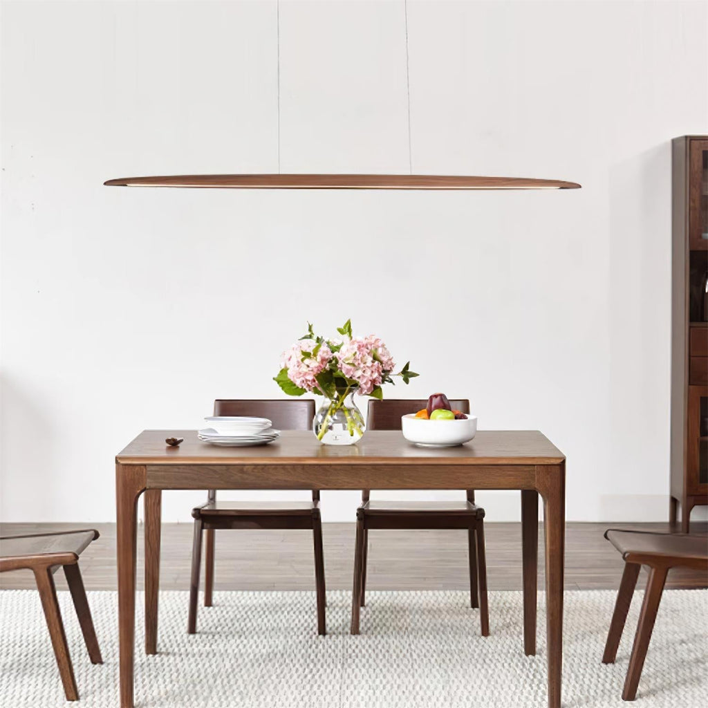 Lampada a sospensione LED in legno Duvane da 130cm — 24W 3000K bianco caldo, cablaggio fisso