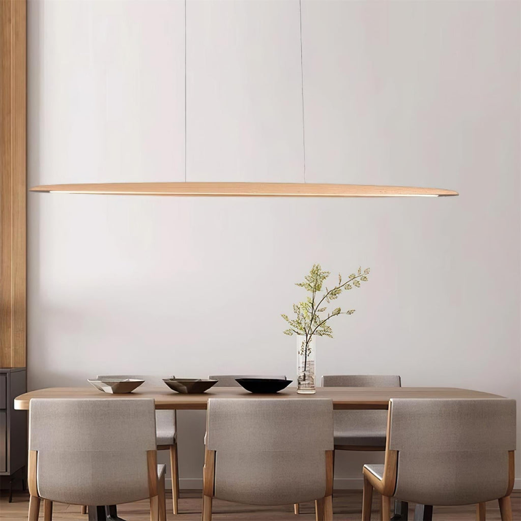 Lampada a sospensione LED in legno Duvane da 130cm — 24W 3000K bianco caldo, cablaggio fisso