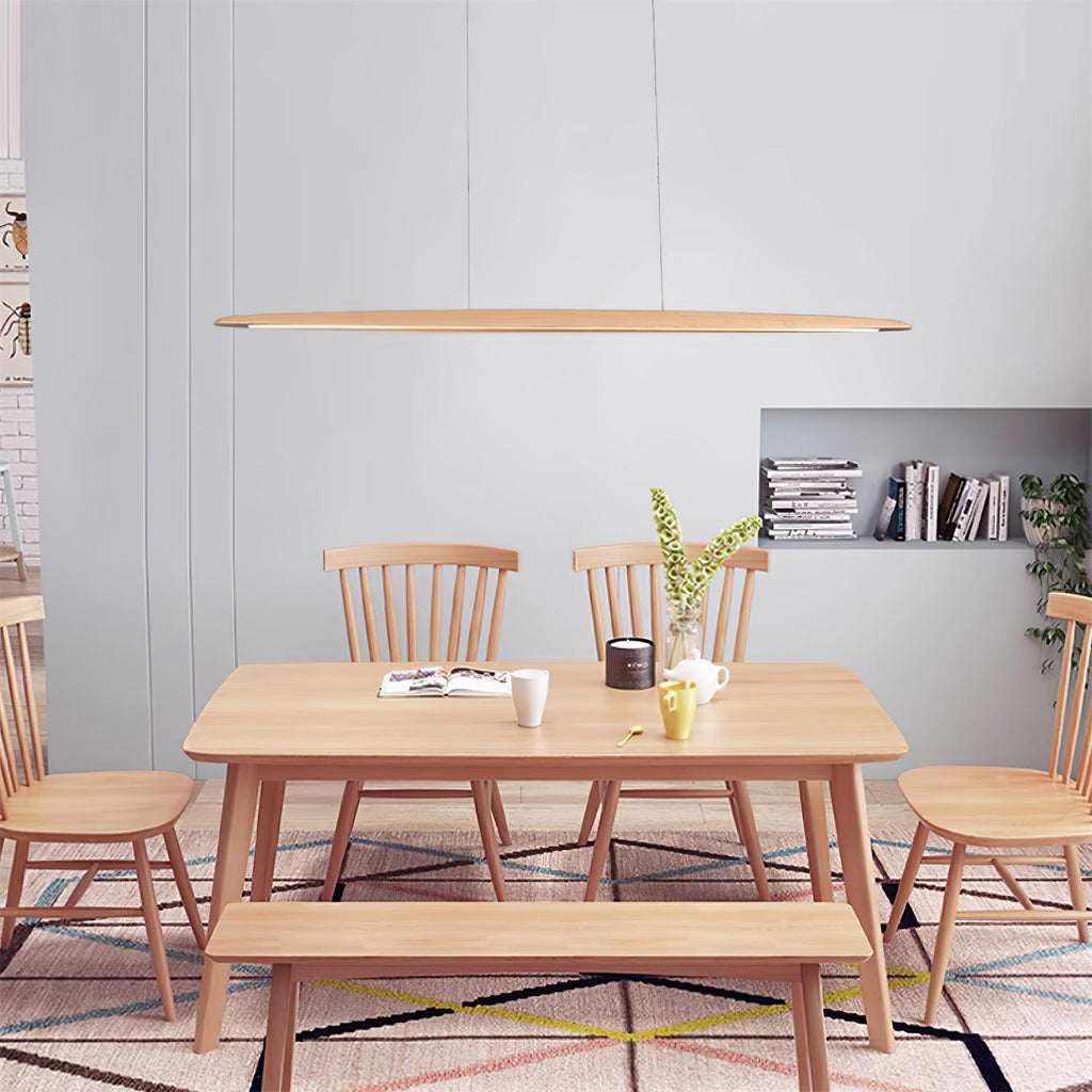 Lampada a sospensione LED in legno Duvane da 130cm — 24W 3000K bianco caldo, cablaggio fisso