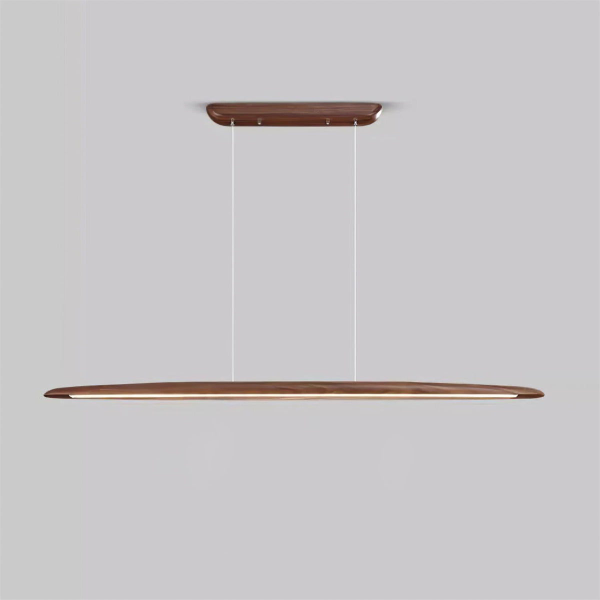 Lampada a sospensione LED in legno Duvane da 130cm — 24W 3000K bianco caldo, cablaggio fisso