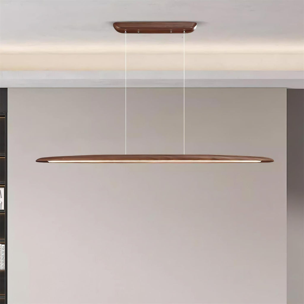 Lampada a sospensione LED in legno Duvane da 130cm — 24W 3000K bianco caldo, cablaggio fisso