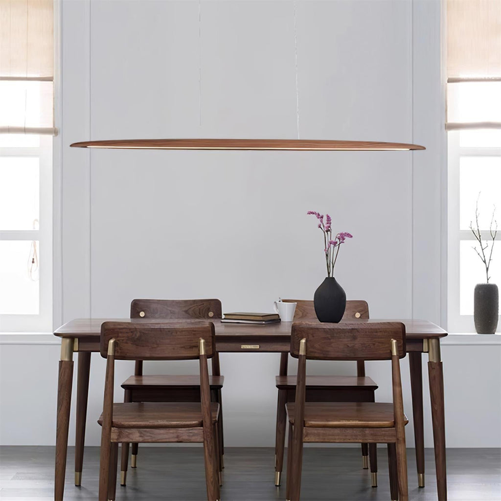 Lampada a sospensione LED in legno Duvane da 130cm — 24W 3000K bianco caldo, cablaggio fisso