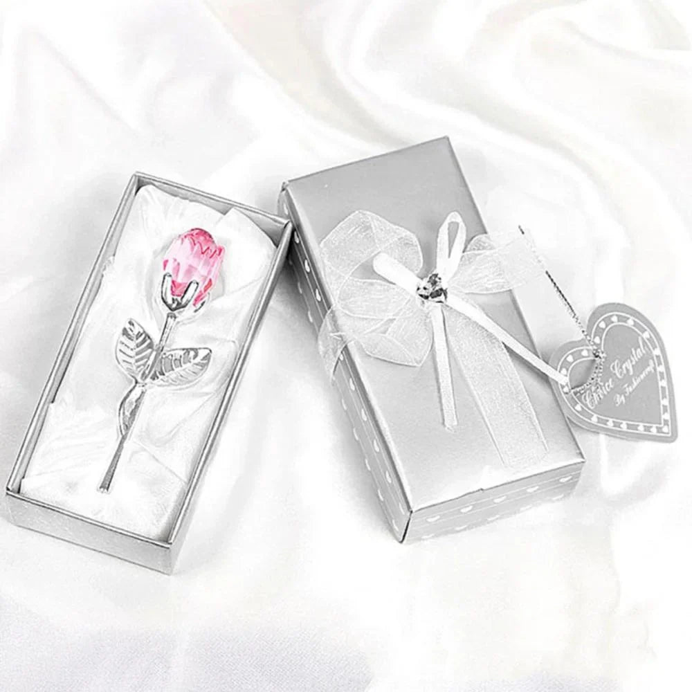 Aurora Crystal Rose Keepsake With Gold Or Silver Stem Timeless Gift For Her