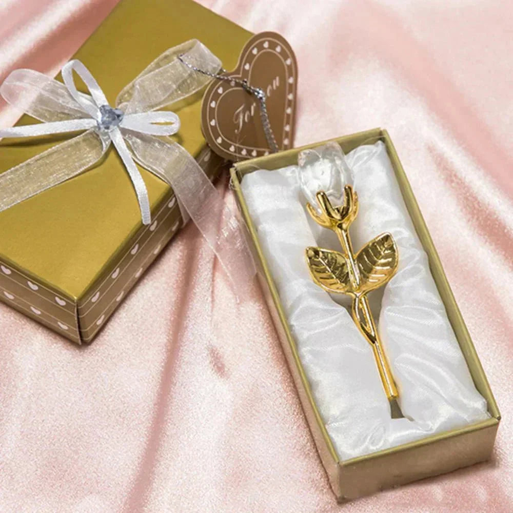 Aurora Crystal Rose Keepsake With Gold Or Silver Stem Timeless Gift For Her