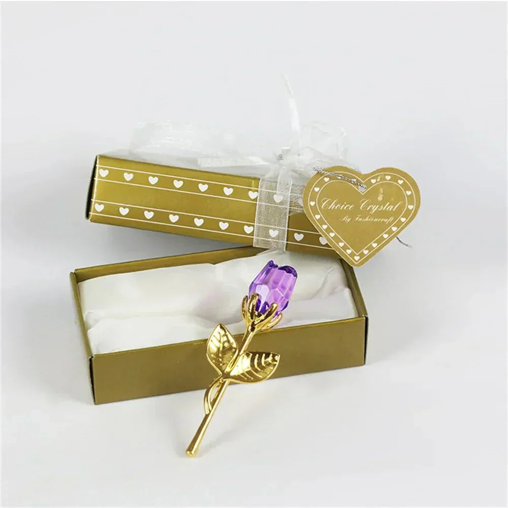 Aurora Crystal Rose Keepsake With Gold Or Silver Stem Timeless Gift For Her