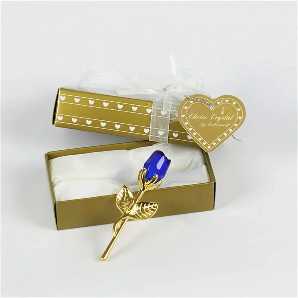 Aurora Crystal Rose Keepsake With Gold Or Silver Stem Timeless Gift For Her