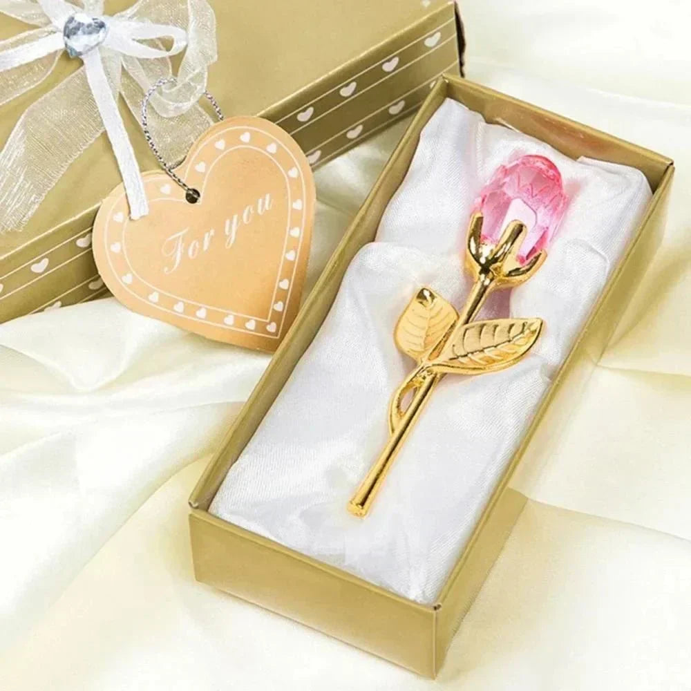 Aurora Crystal Rose Keepsake With Gold Or Silver Stem Timeless Gift For Her