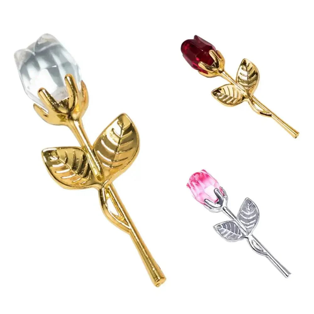 Aurora Crystal Rose Keepsake With Gold Or Silver Stem Timeless Gift For Her