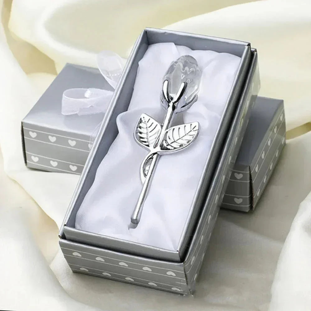 Aurora Crystal Rose Keepsake With Gold Or Silver Stem Timeless Gift For Her