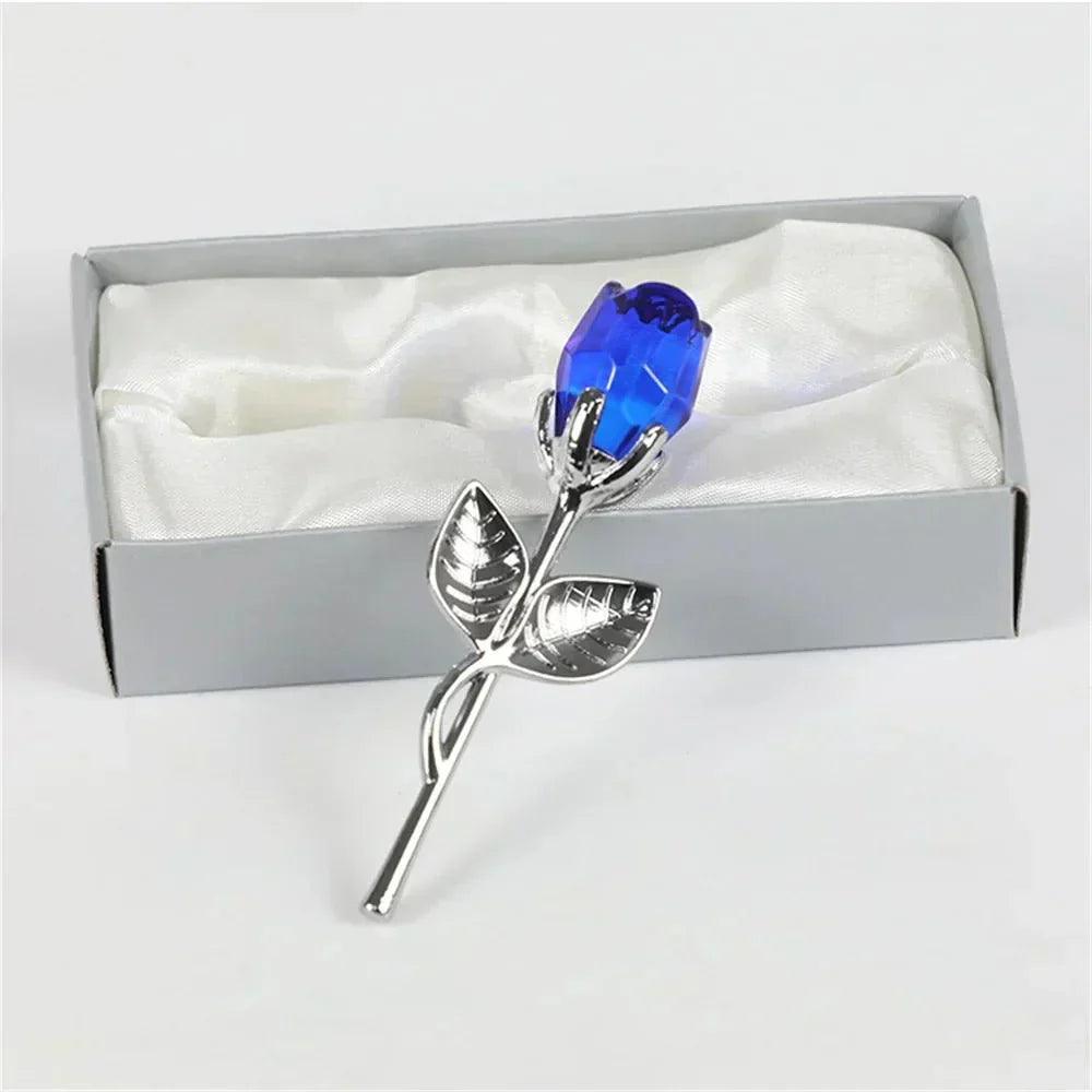 Aurora Crystal Rose Keepsake With Gold Or Silver Stem Timeless Gift For Her
