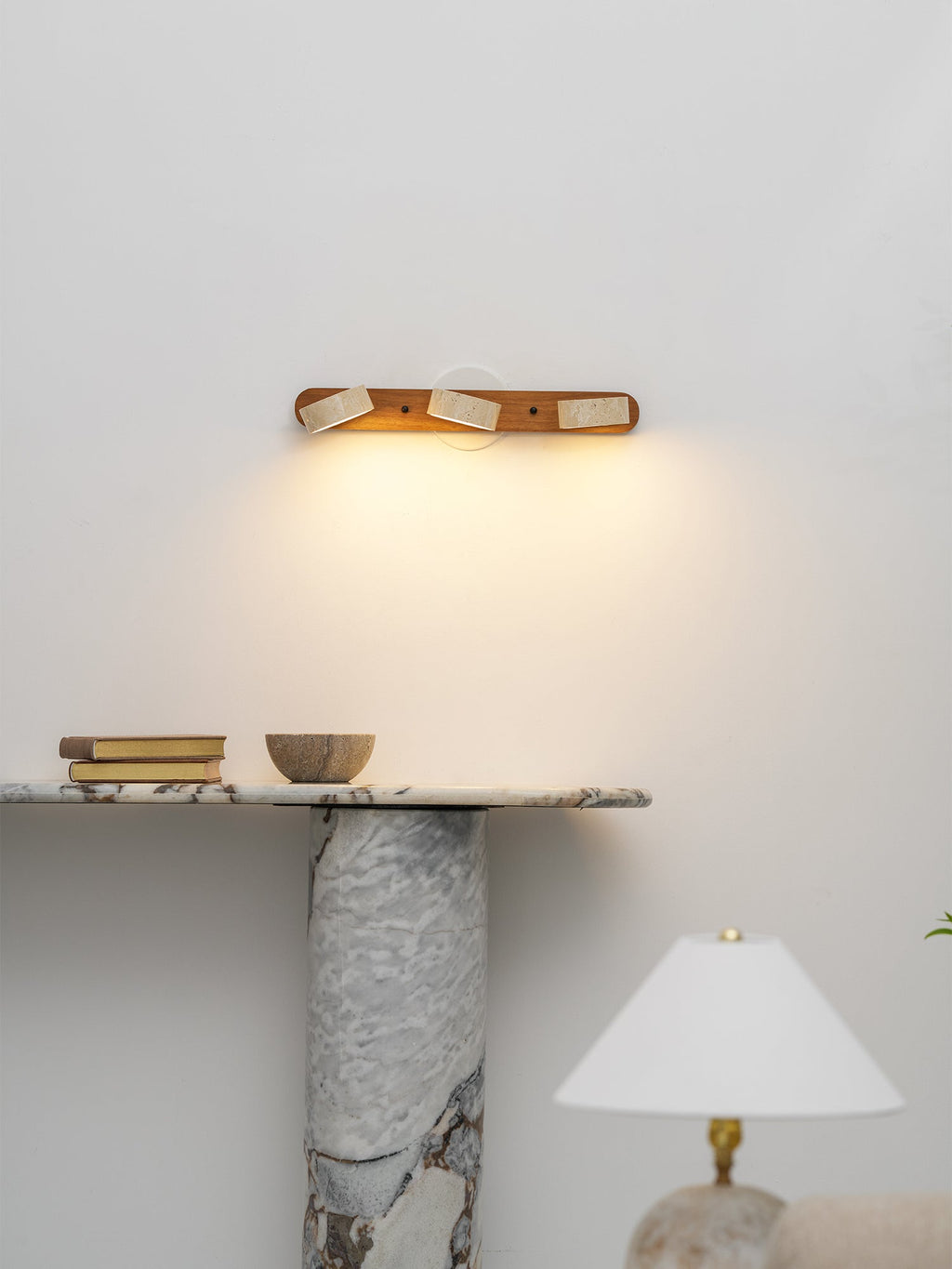 Travertine Duo Wall Light — Multiple Diameter Options