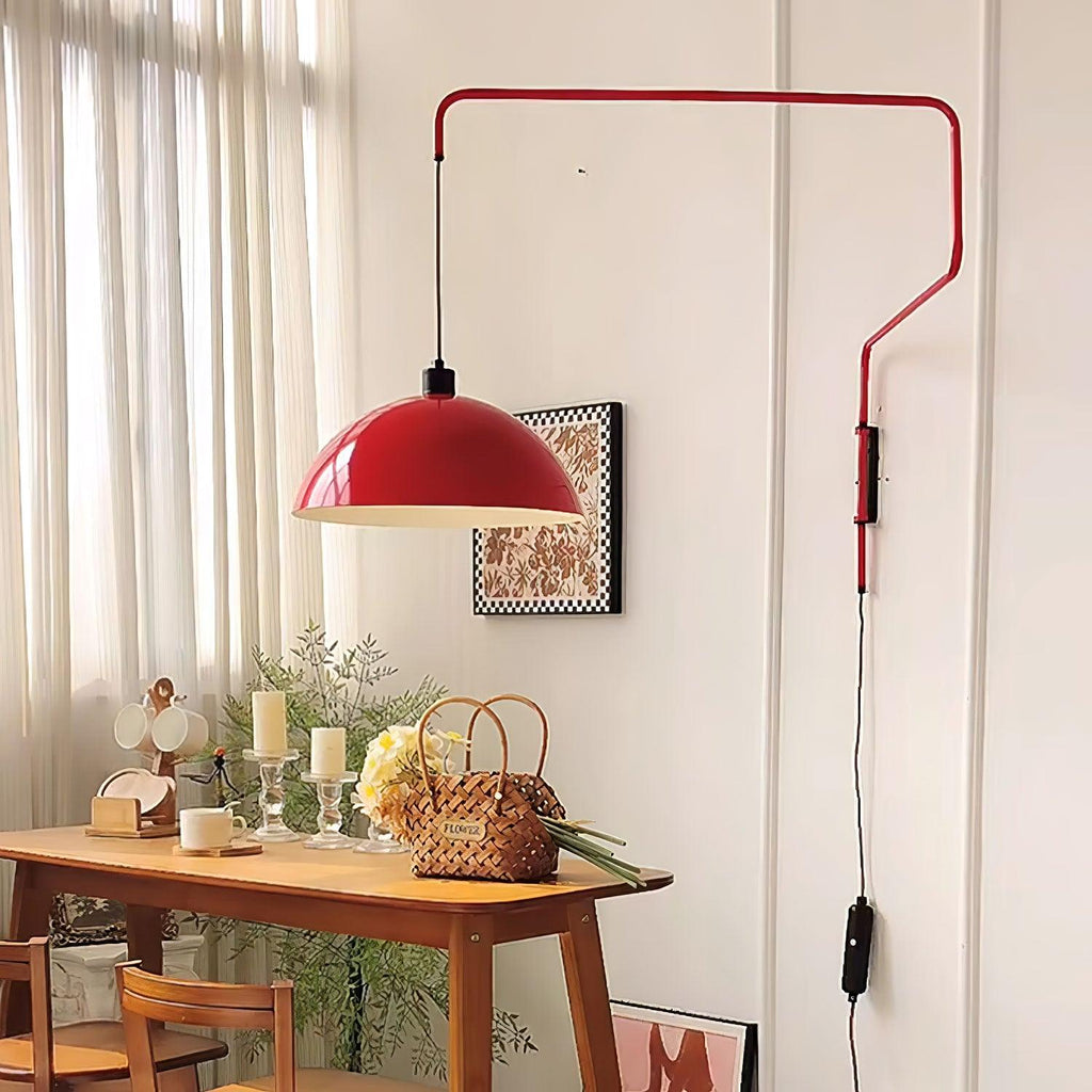Lampada da parete Elio con spina — paralume orientabile da 40 cm, stelo regolabile