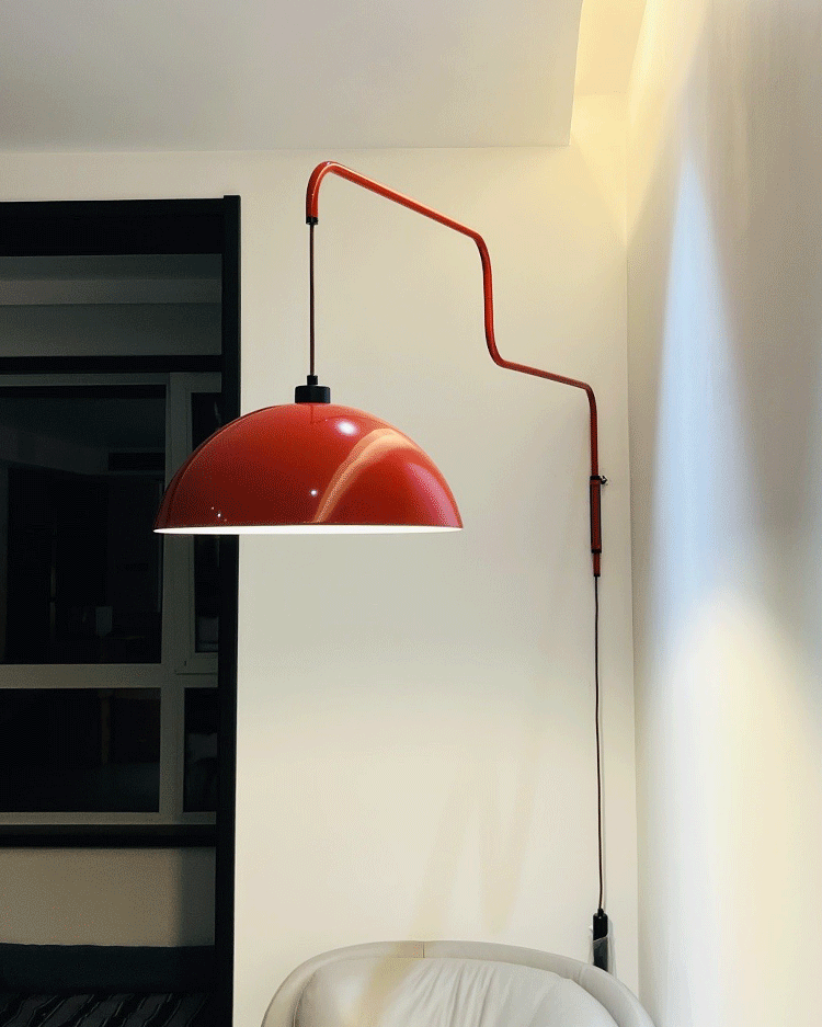 Lampada da parete Elio con spina — paralume orientabile da 40 cm, stelo regolabile