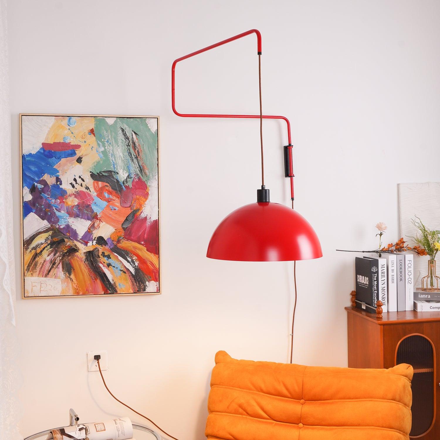 Lampada da parete Elio con spina — paralume orientabile da 40 cm, stelo regolabile
