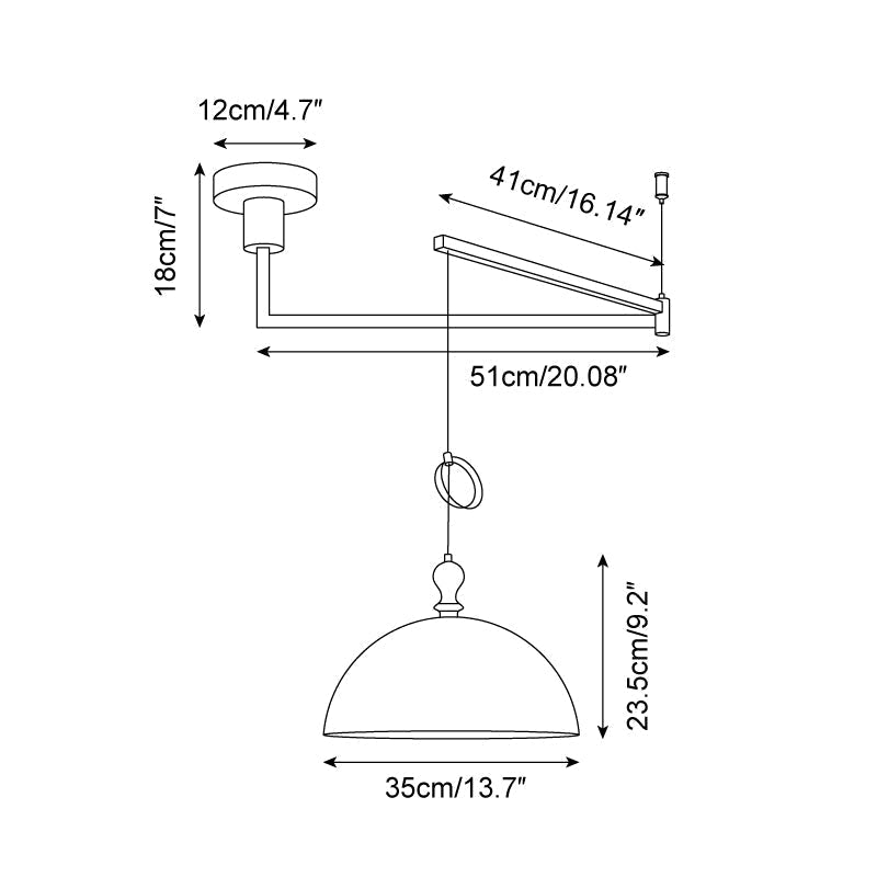 Maribel Swing Arm Pendant Lamp — Adjustable, Black & Walnut