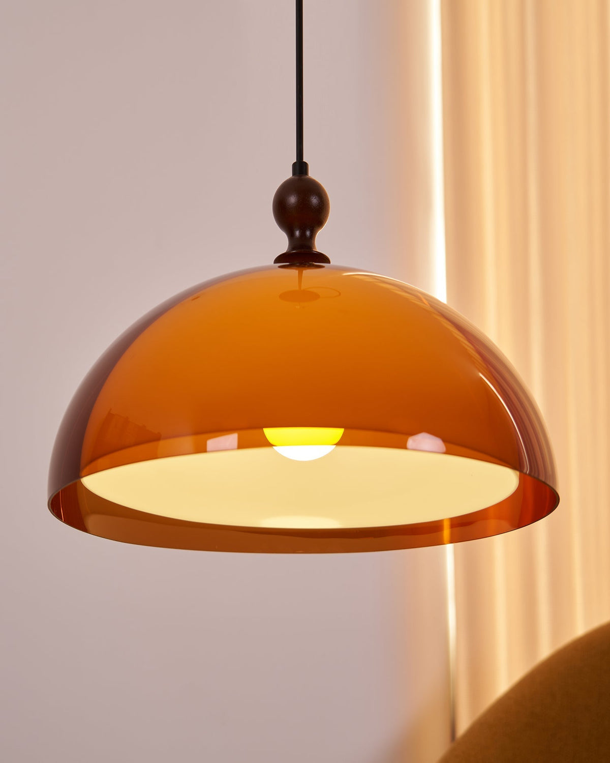 Solven Amber Acrylic Dome Pendant Light — 35cm Ceiling Fixture