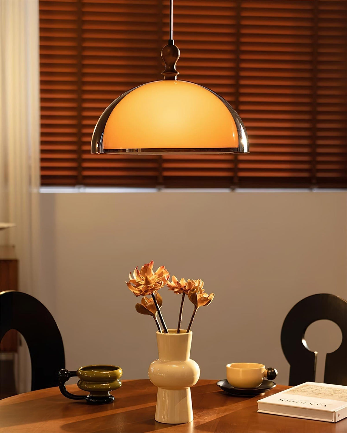 Solven Amber Acrylic Dome Pendant Light — 35cm Ceiling Fixture