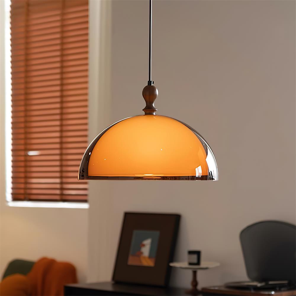 Solven Amber Acrylic Dome Pendant Light — 35cm Ceiling Fixture