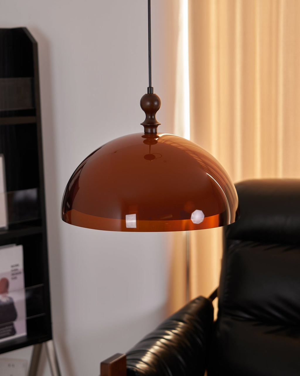 Solven Amber Acrylic Dome Pendant Light — 35cm Ceiling Fixture