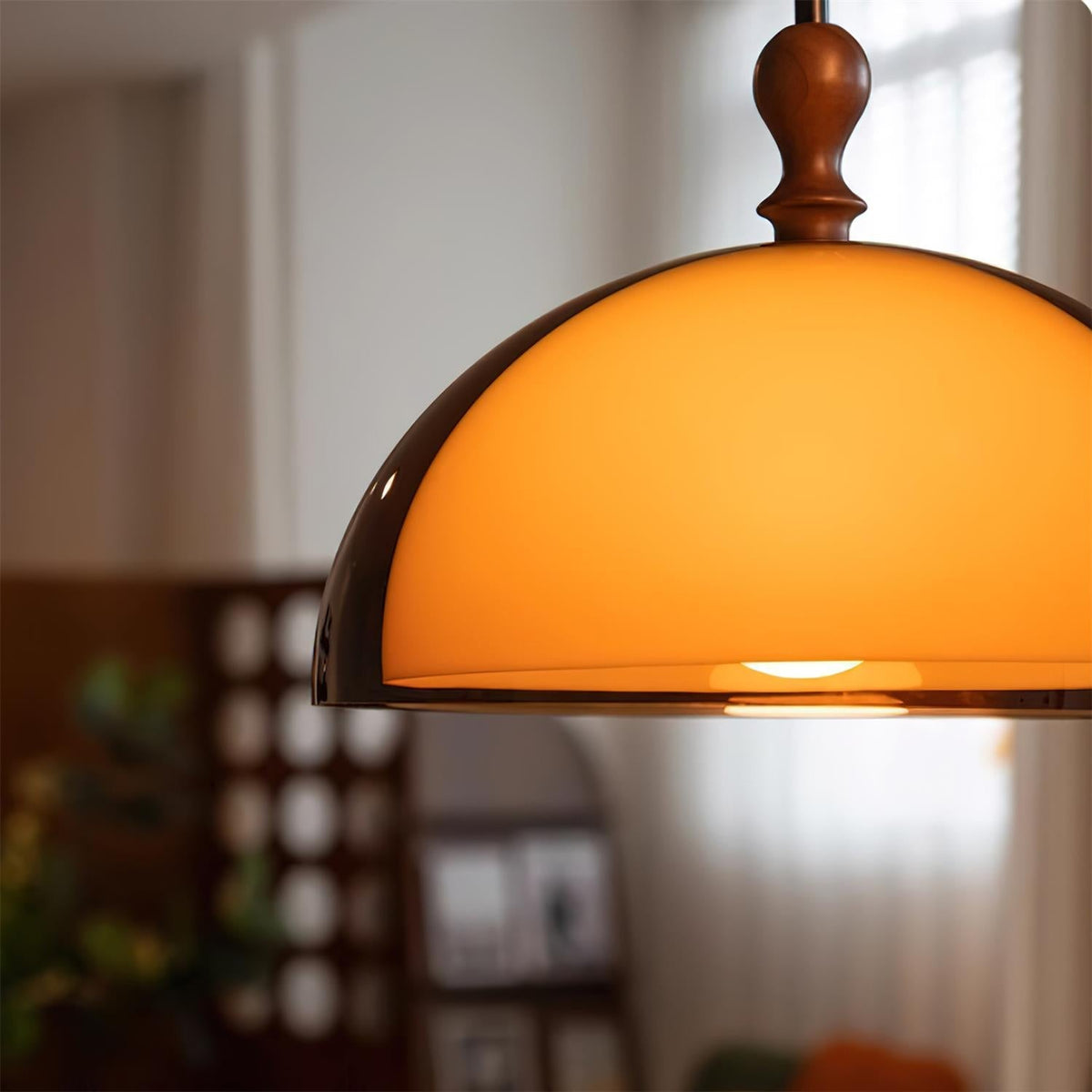 Solven Amber Acrylic Dome Pendant Light — 35cm Ceiling Fixture